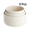 Dropship Cotton Round Basket Pack of 3 Storage Basket For Clothes (White)