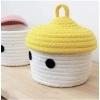 Dropship Cotton Box Yellow Lid Inch Pack of 1 Storage Basket For Clothes (White)