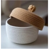 Dropship Cotton Box Beige lid Pack of 1 Storage Basket For Clothes (White)