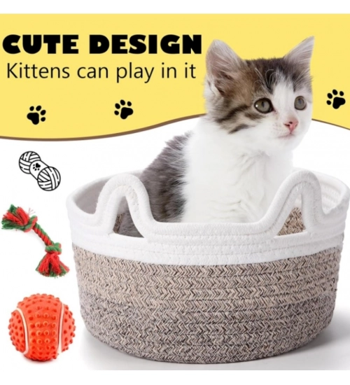 Cotton Cat Basket Inch Pack of 1 Storage Basket For Clothes (Multicolor)