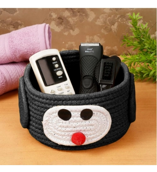 Cotton Pen Holder Pack of 1 Storage Basket For Clothes (Black)