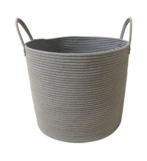 Cotton Basket Pack of 1 Storage Basket For Clothes (Grey)