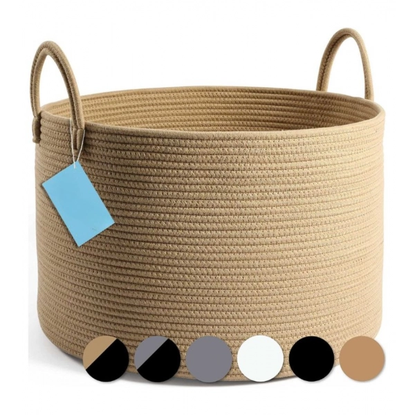 Dropship Cotton Laundry Basket Pack of 1 Storage Basket For Clothes (Beige)