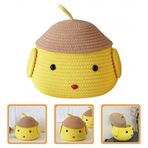 Generic Cotton  lid Pack of 1 Storage Basket For Clothes (Yellow)