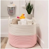 Dropship Cotton Laundry Basket Pack of 1 Storage Basket For Clothes (Pink)