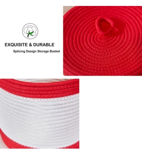 Cotton Basket Pack of 1 Storage Basket For Clothes (Red)