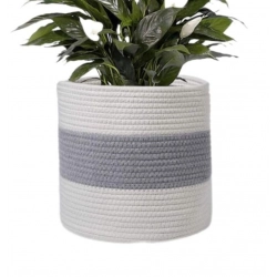 Cotton Flower Basket Pack of 1 Storage Basket For Clothes (Grey)