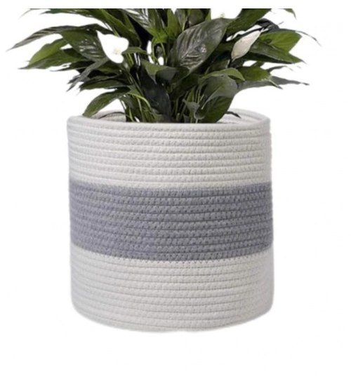 Cotton Flower Basket Pack of 1 Storage Basket For Clothes (Grey)