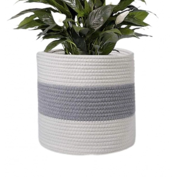 Dropship Cotton Flower Basket Pack of 1 Storage Basket For Clothes (Grey)