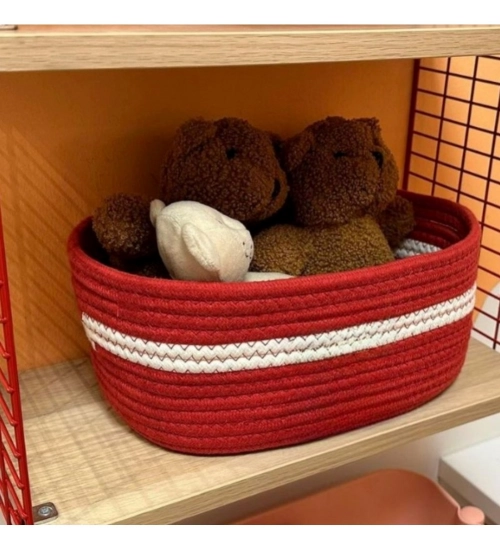 Cotton Basket Inch Pack of 1 Storage Basket For Clothes (Red)