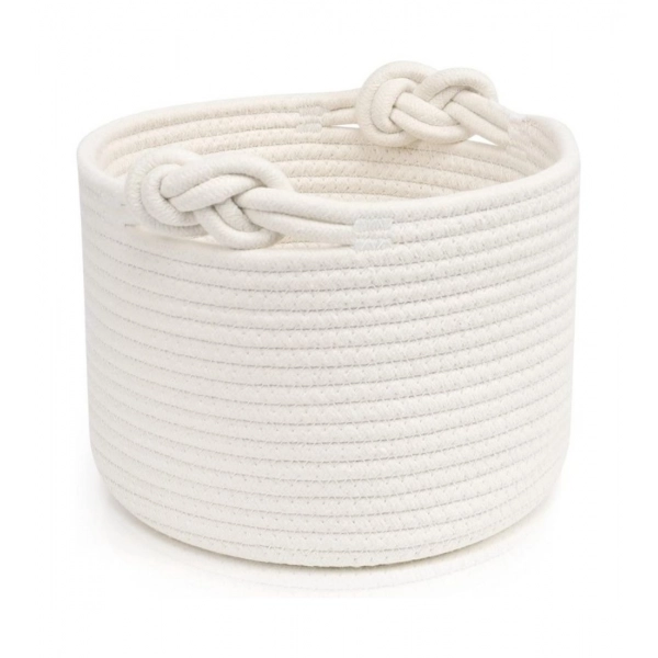 Dropship Cotton White Inch Pack of 1 Storage Basket For Clothes (White)