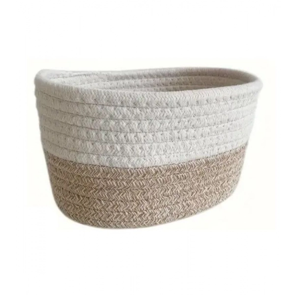 Dropship Cotton Bathroom Storage Basket Pack of 1 Storage Basket For Clothes (White)