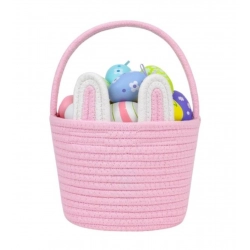Cotton Ear Toy Bucket Pack of 1 Storage Basket For Clothes (Pink)