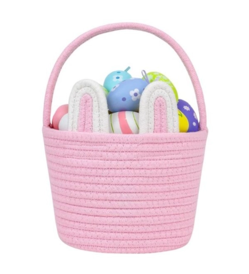 Cotton Ear Toy Bucket Pack of 1 Storage Basket For Clothes (Pink)