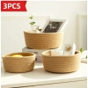 Dropship Cotton 3 Pcs Round Set Storage Basket For Clothes (Brown)