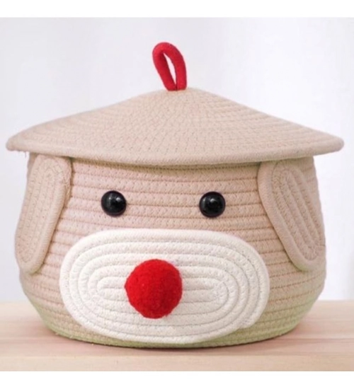 Cotton Gudda Pack of 1 Storage Basket For Clothes (Beige)