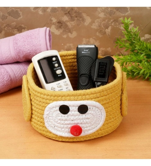Cotton Pen Holder Pack of 1 Storage Basket For Clothes (Yellow)