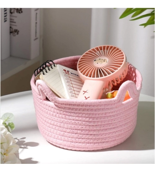 Cotton Cat Basket Inch Pack of 1 Storage Basket For Clothes (Pink)