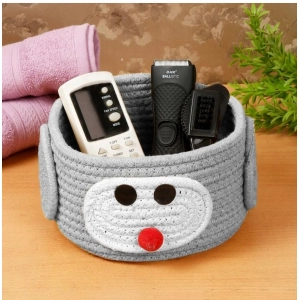 Generic Cotton Pan Holder Pack of 1 Storage Basket For Clothes (Grey)