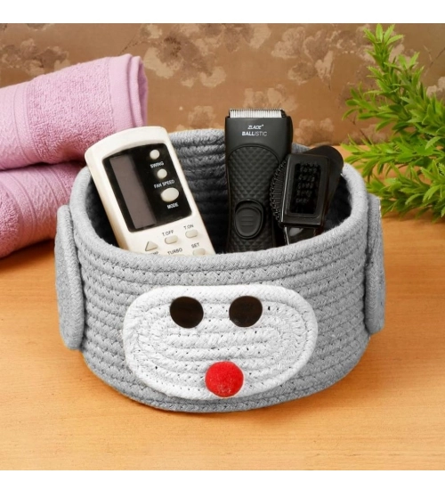 Cotton Pan Holder Pack of 1 Storage Basket For Clothes (Grey)