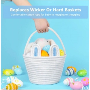 Generic Cotton Ear Toys Bucket Pack of 1 Storage Basket For Clothes (White)