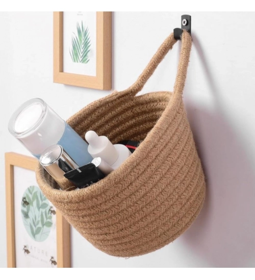 Cotton Hanging Storage Small Basket Pack of 3 Storage Basket For Clothes (Brown)