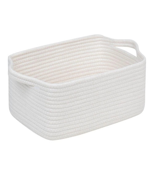 Cotton Basket Pack of 1 Storage Basket For Clothes (White)