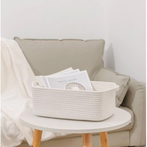 Generic Cotton Basket Pack of 1 Storage Basket For Clothes (White)