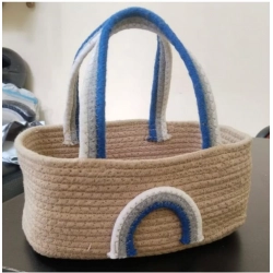 Cotton Rainbow Basket Pack of 1 Storage Basket For Clothes (Multicolor)