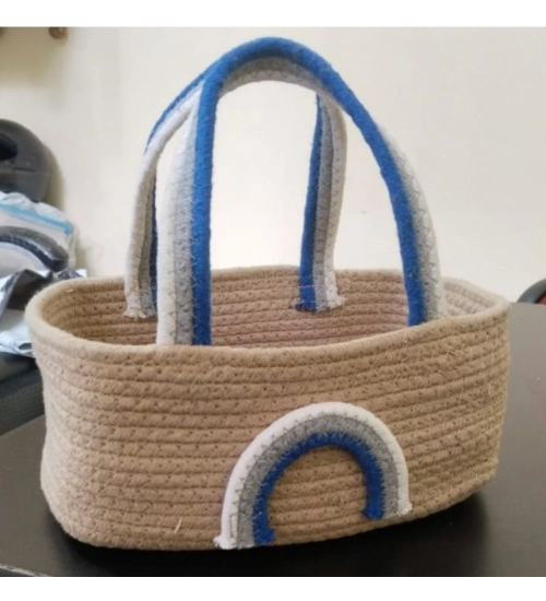 Cotton Rainbow Basket Pack of 1 Storage Basket For Clothes (Multicolor)