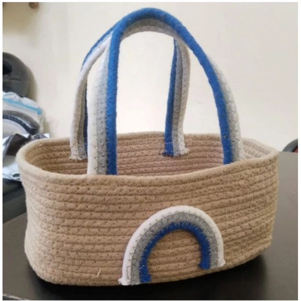 Dropship Cotton Rainbow Basket Pack of 1 Storage Basket For Clothes (Multicolor)