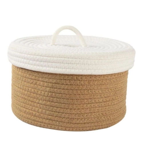 Cotton Box White Lid Inch Pack of 1 Storage Basket For Clothes (Brown)