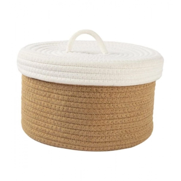 Dropship Cotton Box White Lid Inch Pack of 1 Storage Basket For Clothes (Brown)