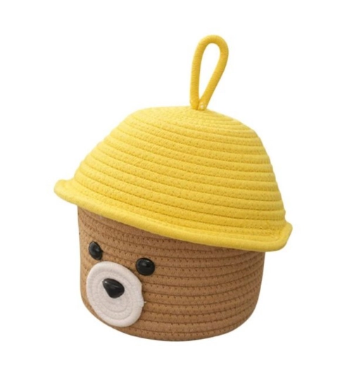 Cotton Box Yellow Lid Inch Pack of 1 Storage Basket For Clothes (Beige)