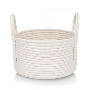 Generic Cotton Basket Inch Pack of 1 Storage Basket For Clothes (White)