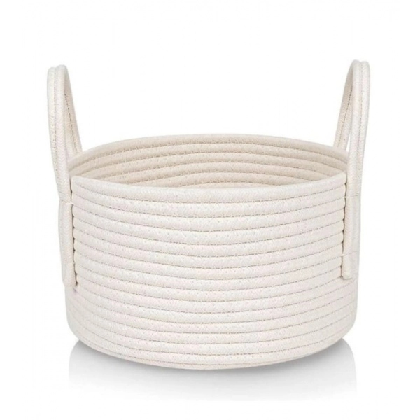 Dropship Cotton Basket Inch Pack of 1 Storage Basket For Clothes (White)