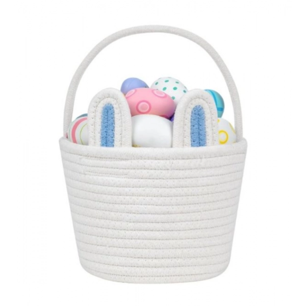 Dropship Cotton Ear Toys Bucket Pack of 1 Storage Basket For Clothes (White)