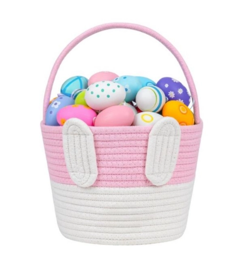 Cotton Toys Bucket Pack of 1 Storage Basket For Clothes (Pink)