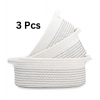 Dropship Cotton Zigzag Oval Basket Pack of 3 Storage Basket For Clothes (White)
