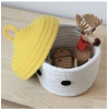 Dropship Cotton Box Yellow Lid Inch Pack of 1 Storage Basket For Clothes (White)