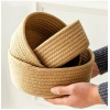 Dropship Cotton 3 Pcs Round Set Storage Basket For Clothes (Brown)