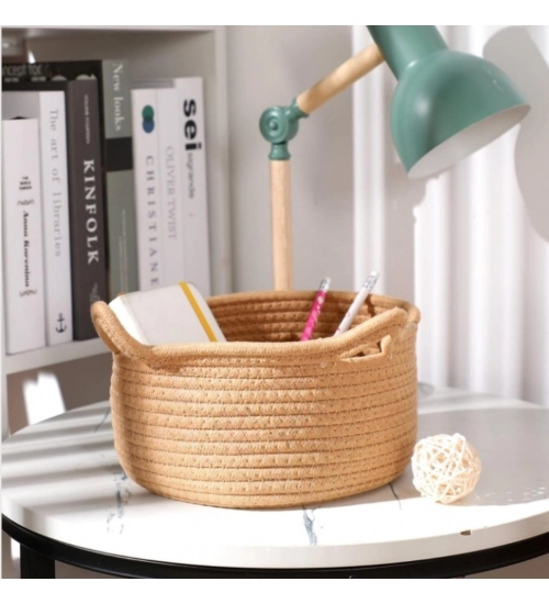 Cotton Cat Basket Inch Pack of 1 Storage Basket For Clothes (Beige)