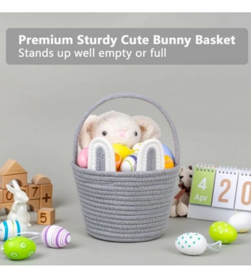 Cotton Ear Toys Bucket Pack of 1 Storage Basket For Clothes (Grey)