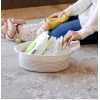 Dropship Cotton Zigzag Oval Basket Pack of 3 Storage Basket For Clothes (White)