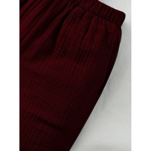 Generic Boy's Popcorn Solid Short Sleeve Shirt And Shorts Set (Maroon)