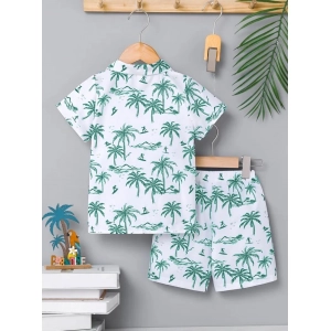 Generic Boy's Twill Cotton Printed Short Sleeve Shirt And Shorts Set (Sky)