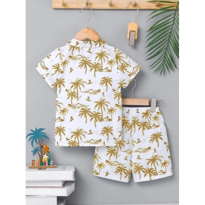 Generic Boy's Twill Cotton Printed Short Sleeve Shirt And Shorts Set (Gold)