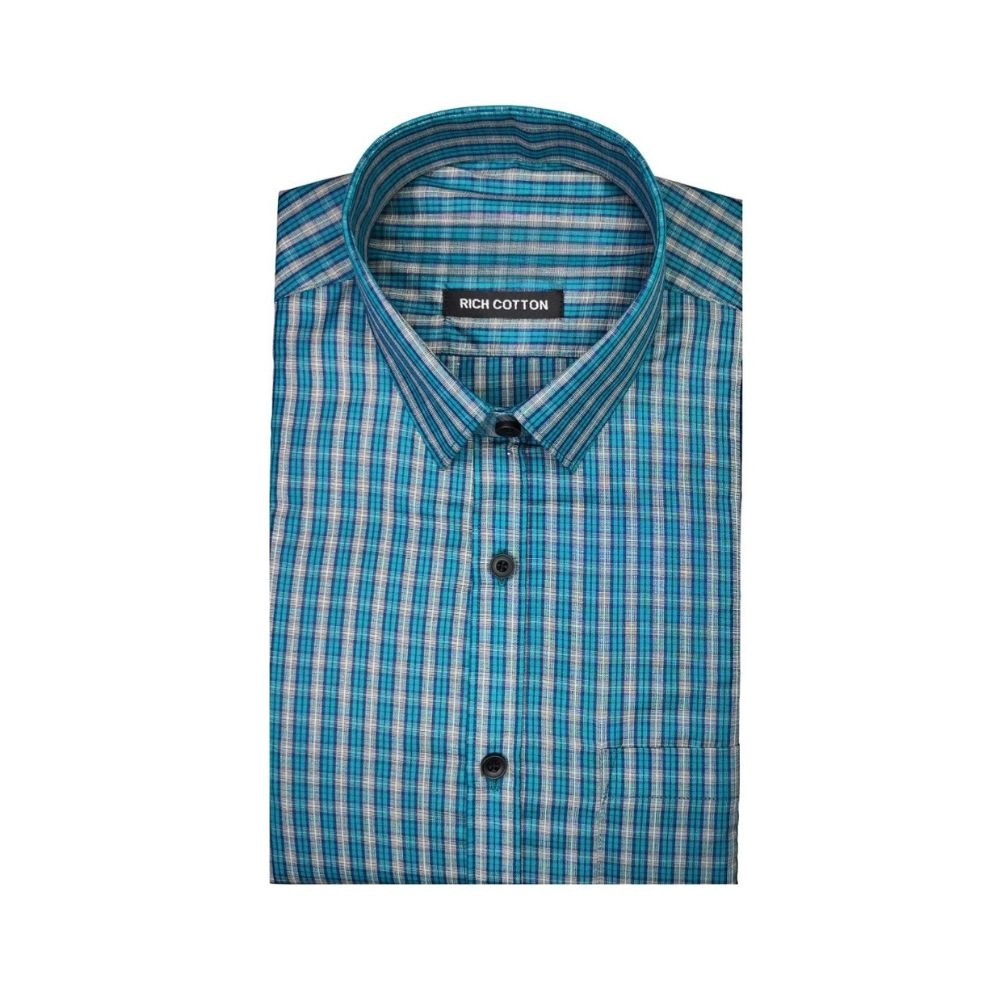 Men's Cotton Lycra Full Sleeve Checked Casual Shirt (Sky Blue) Men's Cotton Lycra Full Sleeve Checked Casual Shirt (Sky Blue)