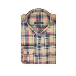 Men's Cotton Lycra Full Sleeve Checked Casual Shirt (Brown)