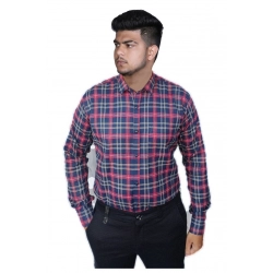 Men's Cotton Lycra Full Sleeve Checked Casual Shirt (Red )
